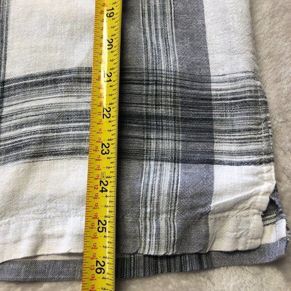 Haggar Men's Linen Plaid Grey & White Short Sleeve Button Down Shirt Size M - Picture 9 of 9
